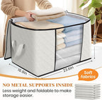 Fab totes 90L Clothes Storage, Foldable Thick Fabric Blanket Storage Bags | Foldable Containers with Zippers,Window and Handles for Organizing Bedroom, Closet, Comforter, Bedding,Dorm essentials - Image 2