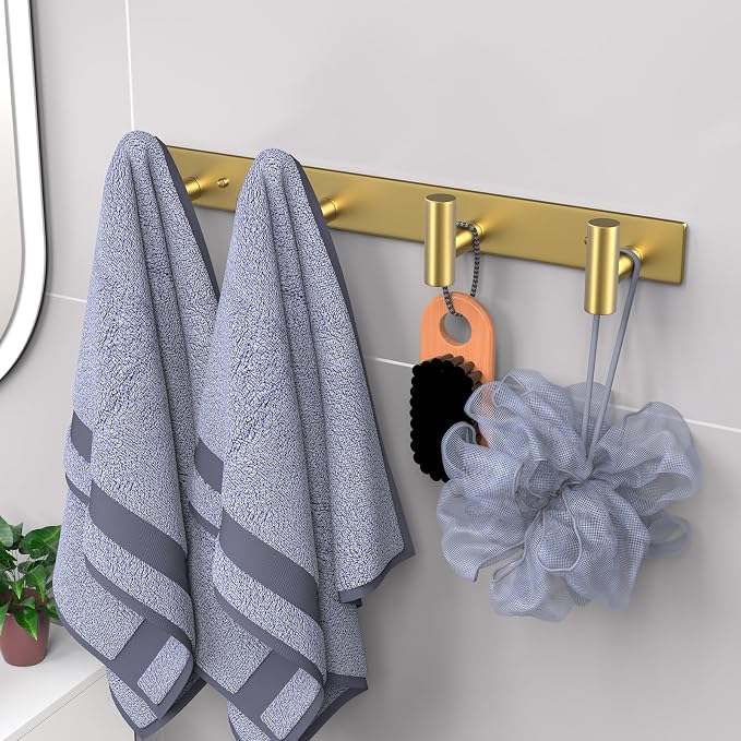 VAEHOLD Hat and Coat Wall Mount Rack - Hooks for Robes, Bags, Keys, and Towels - Bathroom Towel Hanger Organizer (Gold, “T“ Shape 4 Hooks 1 Pack) - Image 3