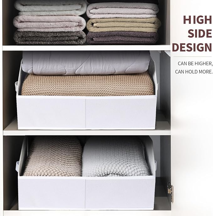 Homsorout Closet Baskets for Shelves Trapezoid - Decorative Storage Baskets with Handle, Closet Bins for Organization, Shelf Storage Bins for Clothes, Books, Home, Office, 3 pack, White - Image 4