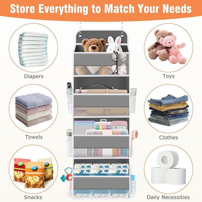 Over The Door Organizer Storage Large Capacity Hanging Bedroom Storage | 4 Shelves, 40 LB Capacity, Foldable Mesh Design, Clear Window, Sturdy, Large Storage Organizer for Nursery, Pantry & Closet - Image 7