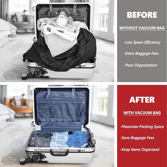 Vacuum Seal Bags for Clothing Travel and Home Storage, Travel Vacuum Bags with Electric Pump, Space Saver Compression Packing Cubes for Luggage Suitcase Bedding Blankets Clothes, 18 Combo - Image 2