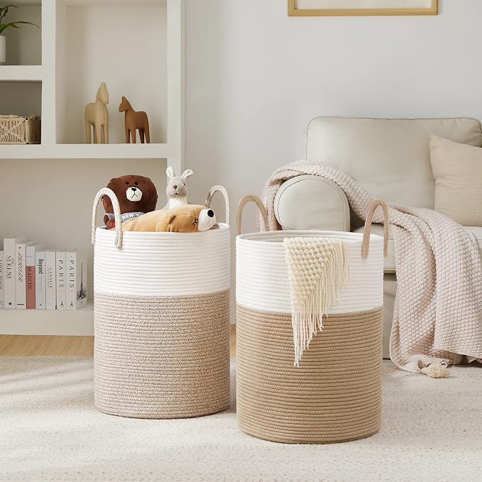 YOUDENOVA Cotton Rope Laundry Hamper Basket, 72L Blanket Basket for Bedroom - Image 6