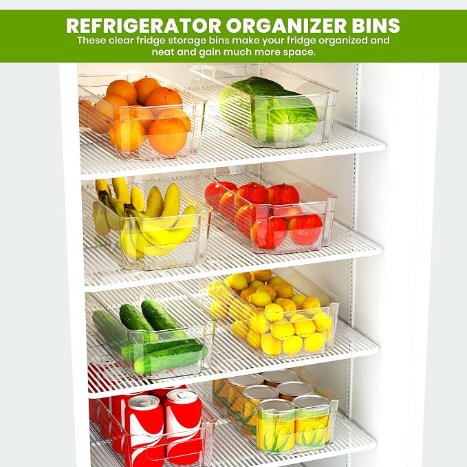 Utopia Home - Fridge & Refrigerator Organizer Bins (8 Pack), Clear Stackable Durable Plastic Storage Containers with Easy Grip Handles for Pantry, Kitchen Cabinets & Countertops (16) - Image 2