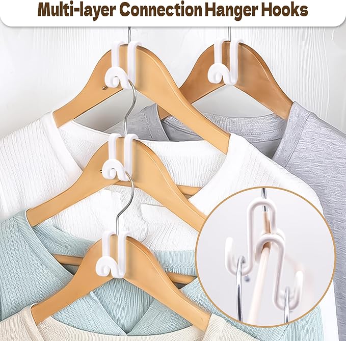 Mlici 60 Pc Space Saving Hanger Connector Hooks for Closet Organizer, White - Image 3
