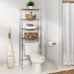 Honey-Can-Do 4-Tier Over-The-Toilet Storage Shelf - Space-Saving Steel Bathroom Restroom Organizer with Neutral Chrome Finish, Ideal for Towels, Toiletries, & Essentials - 24"W x 68"H x 11"D - Image 2