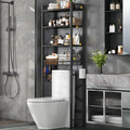 Over-The-Toilet Storage Rack, 4-Tier Bathroom Organizer Shelf Over Toilet with Adjustable Shelf and Basket, Freestanding Space Saver Bathroom Shelves Above Toilet for Room (Pure Black) by SalakitaHome