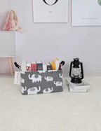 Rectangular Collapsible Laundry Basket with Side Handles, Elephant - Image 7