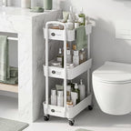 Laiensia 3-Tier Rolling Cart with Wheels,Multifunction Utility Storage Carts, Kitchen Storage Organizer,Mobile Shelving Unit for Bathroom,Laundry,with Classified Stickers,White - Image 7