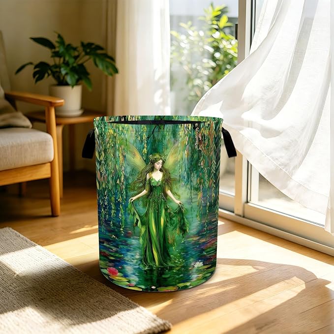 Fairy Laundry Basket Foldable Laundry Hamper With Handles Clothes Storage Bucket Organizer Laundry Bag For Bedroom Bathroom Laundry Storage 19.6 x 15.7 - Image 5