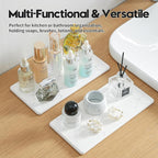 2PCS 10"x 5" Large Bathroom Sink Vanity Trays, Water Absorbing Diatomite Stone Quick Drying Mat for Kitchen Counter, Dish Rack Dispensers Sponge Holder Caddy Organizer, Marble White, 10"x 5" - Image 4