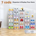 Large Thick Clear Shoe Organizer, Magnetic Door Stackable Shoe Storage Box | Foldable Shoe Storage Boxes for Sneakers & Boots, Space-Saving Closet Shoe Cabinet with Clear Magnetic Door, 9 Pack White - Image 9