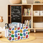 QUEENLALA Rectangular Collapsible Laundry Basket with Side Handles, Blocks - Image 6