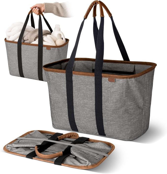 CleverMade Collapsible Tote LUXE, 30L Structured Tote Bag with Handles by CleverMade