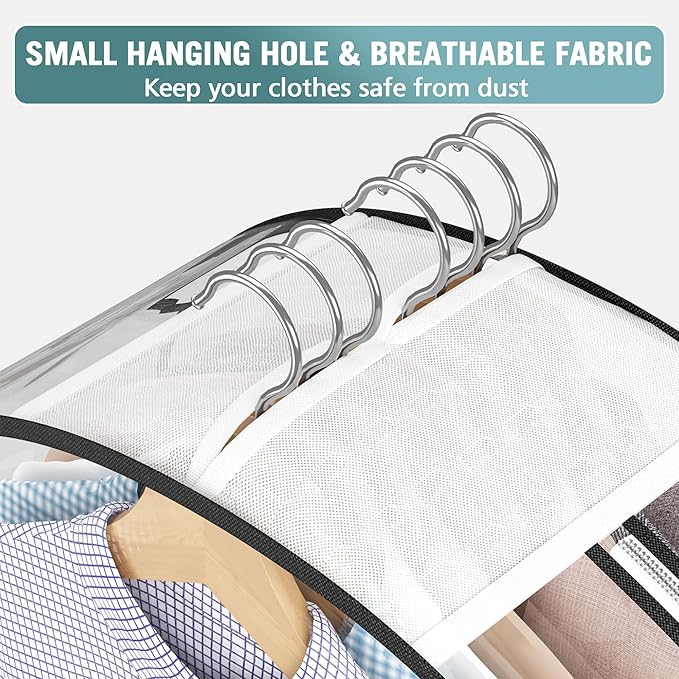 Liuoud Clear Garment Bags for Hanging Clothes 10” Gusseted, 4 Pack, 40” | Suit Bags for Closet Storage with Large Metal Zipper, Breathable odorless Hanging Plastic Clothes Cover for Coat Dress Fur - Image 5