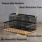 Hair Tool Organizer Countertop, Breathable Metal & Bamboo, Heat-Resistant - Image 2