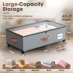 Eastherry Under Bed Storage Containers with Wheels, 9.5 inches Higher Underbed Shoes Blankets Clothes Toy Storage Drawers for College Dorms Bedrooms Nursery Rooms Organization, 2 Pack to be Assembled - Image 2