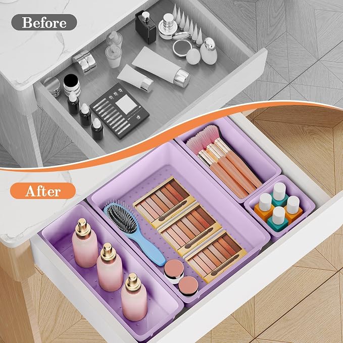 SpaceHacks 25 PCS Plastic Drawer Organizer, 4-Size Versatile Organizer Trays & storage Bins - Image 4