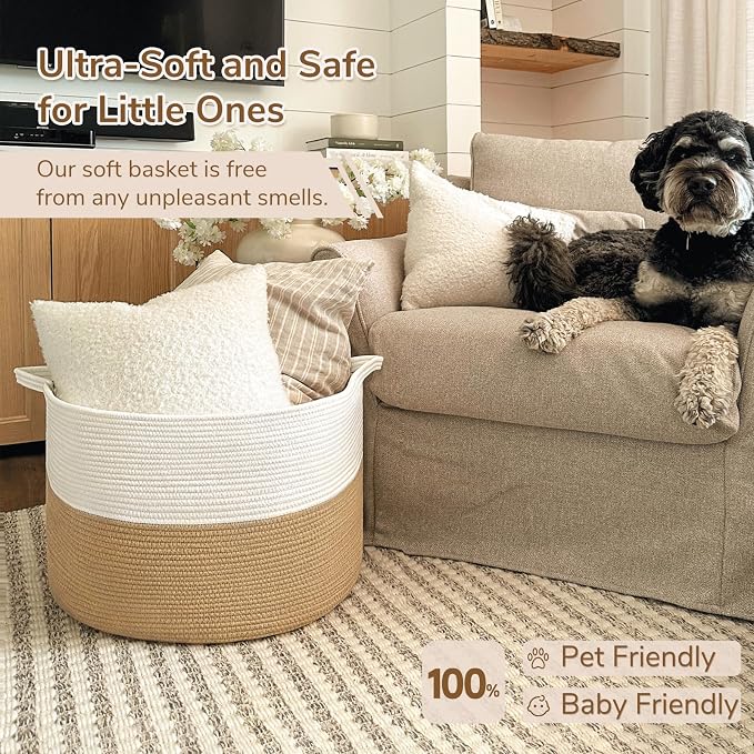 INDRESSME XXXLarge Woven Rope Blanket Basket Living Room, 90L - Image 2