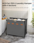 SONGMICS Laundry Hamper, 155L, 4 Sections, Collapsible X-Frame - Image 3