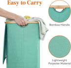 Lifewit 80L Large Laundry Basket with Lid, Removable Bags, Sage Green - Image 6