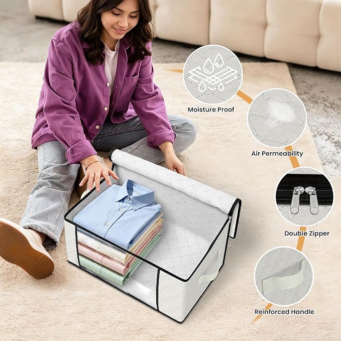 Fab totes 35L Closet Organizers, Foldable Under Bed Storage Containers | Storage Bags with Zippers,Window and Handles for Organizing Bedroom, Closet, Clothing,Organization with Handle - Image 6