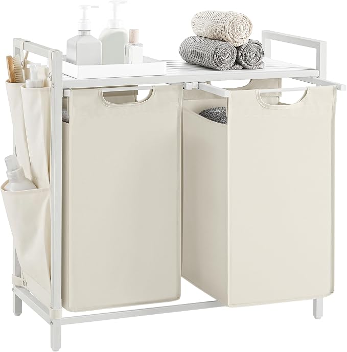 VASAGLE Laundry Hamper with Shelf, 2 Pull-Out Bags, 2 x 12.1 Gallons (46 L) by Unknown