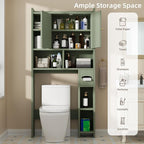 Shintenchi Over the Toilet Storage Cabinet, Bathroom Storage Cabient with Barn Doors, Bathroom Storage Shelf Organizer with Toilet Paper Holder, Adjustable Shelf and Anti-Tip Device, Green - Image 5
