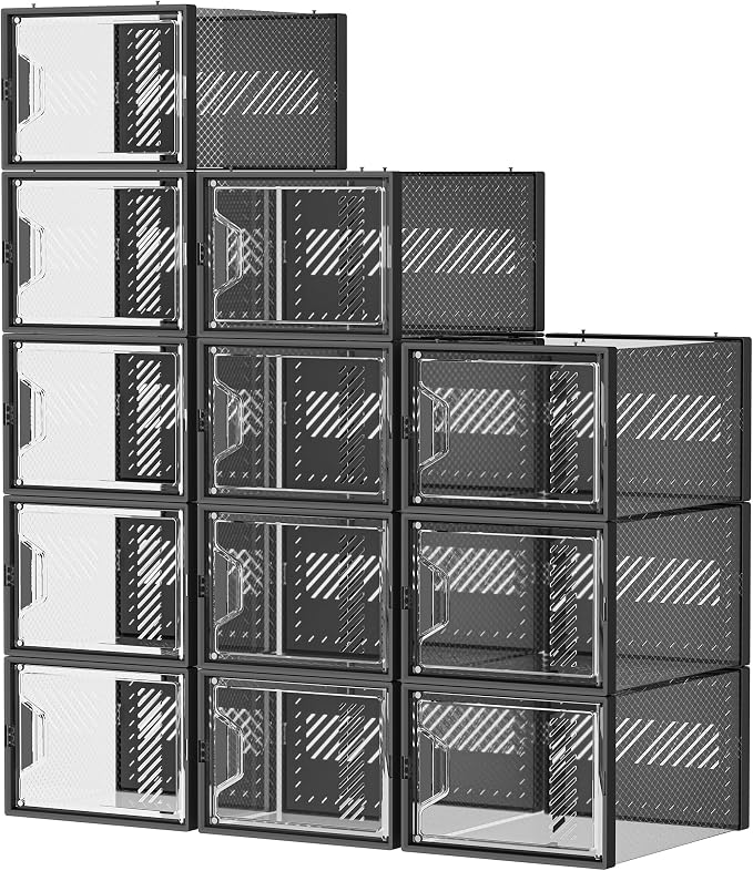 SIMPDIY XL Clear Shoe Storage Boxes, Stackable Shoe Organizer for Closet - Image 9