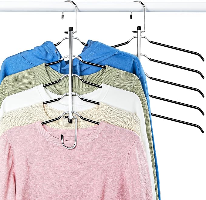 5 Tier Space Saving Shirt Hanger Non Slip Multi Blouse Hanger 2Pcs by Lomrsiul
