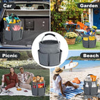 Cleaning Caddy with Handle, Cleaning Products Organiser, 17L Foldable Storage Basket, Cleaning Caddy Organiser, Portable Multi Cleaning Bucket Bag for Home, Garden (Dark Grey) - Image 7
