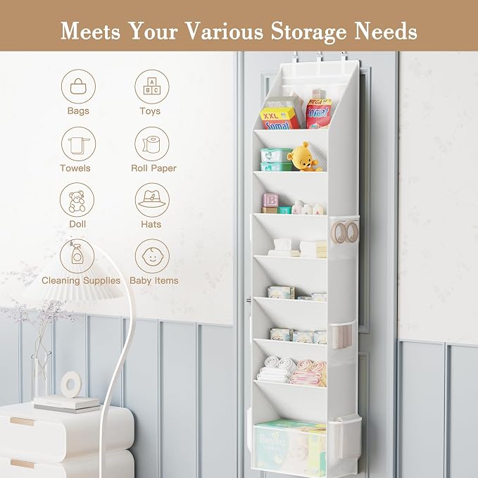 Criusia Shoe Storage, Over the Door Shoe Organizer, Hanging Closet Shoe Storage with Large Deep Pockets, Fits 16–24 Pairs of Sneakers, Sandals, Boots, White - Image 7