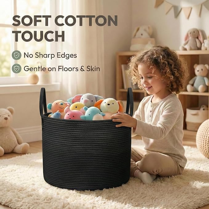 JMvicyroam 65L Extra Large Machine Washable Cotton Rope Blanket Basket - Image 4