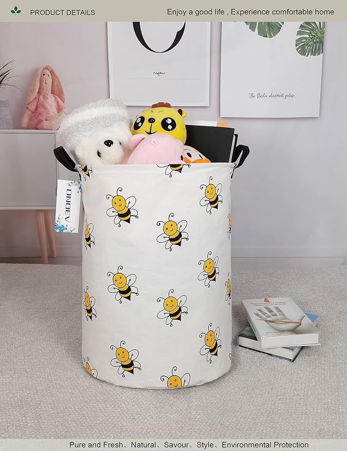 Round collapsible Large Bee Laundry Hamper for Adults and Kids - Image 7
