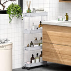 SPACEKEEPER Slim Rolling Storage Cart, 4 Tier Bathroom Cart Organizer, Gray - Image 5