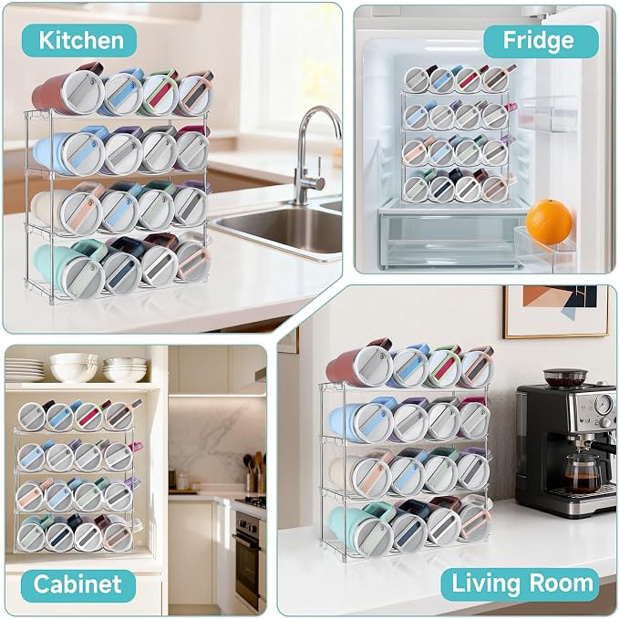 Stackable Water Bottle Organizer Large Compartment Water Bottle Holder - Image 6