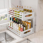 Under Sink Organizer, 2 Tier Under Sink Organizers and Storage, Adjustable Height, Slide out Metal Cabinet Organizers, Pull out Cabinet Storage Drawer Shelf for Kitchen Bathroom (White, 1 Pack) - Image 6