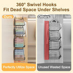 Lyuwanxian 4-Tier Hanging Closet Organizer with 360°Rotating Hooks – Foldable Hanging Shelves for Small Spaces, Wire Storage Basket, Closet Organizer System, Black - Image 4