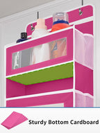 JARLINK Over the Door Organizer for Bathroom, 5 Shelf Rose Pink, 2 Pack | Anti-Tilt Design, 44 lb Load Capacity, Hanging Door Organizer with 5 Large Capacity Pockets, Behind Door Storage for Nursery - Image 8
