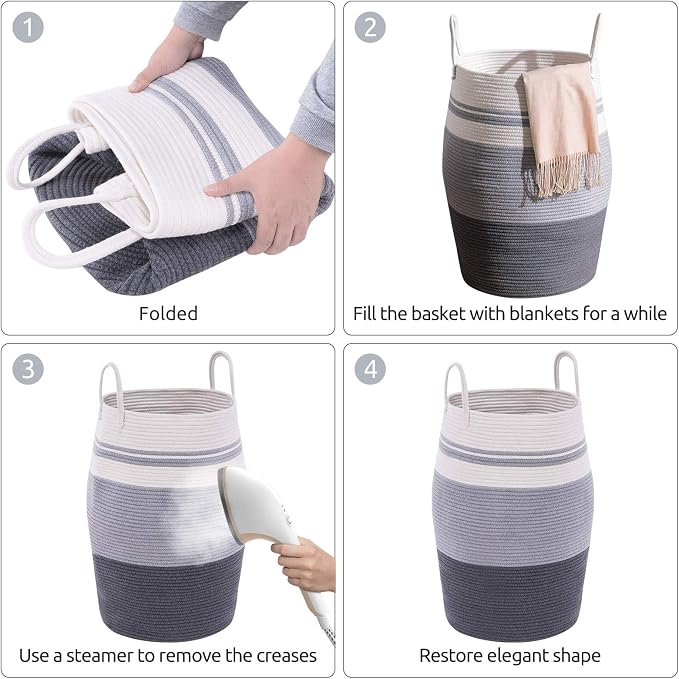 Large Laundry Basket Hamper Woven Blanket Basket Clothes Hamper - Image 7