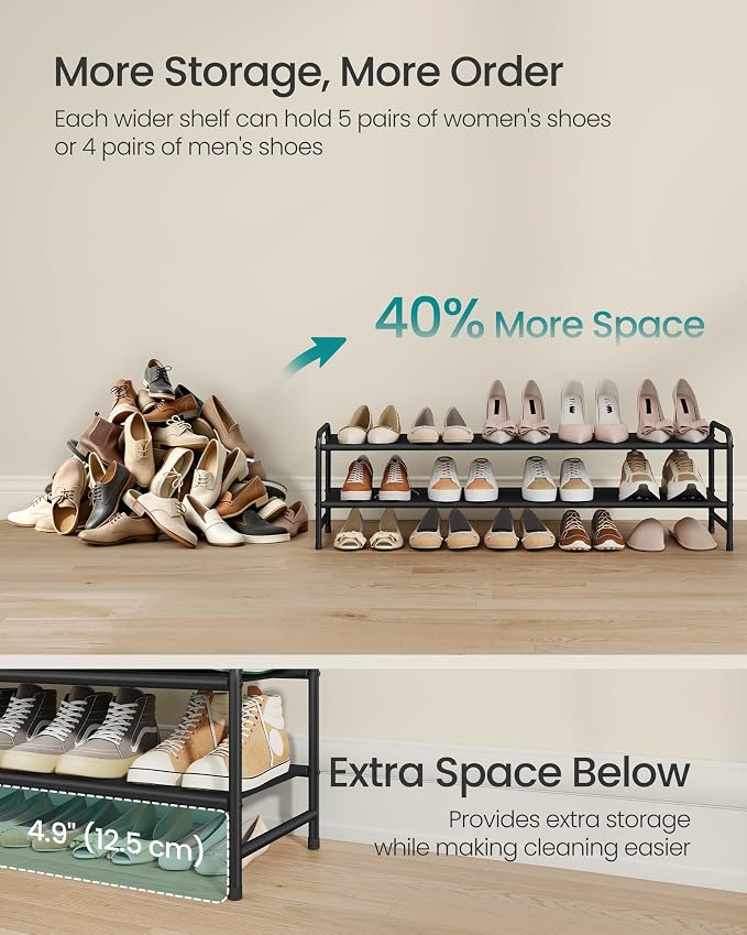 SONGMICS Long Shoe Rack, 2-Tier Shoe Organizer, Holds up to 15 Pairs - Image 4