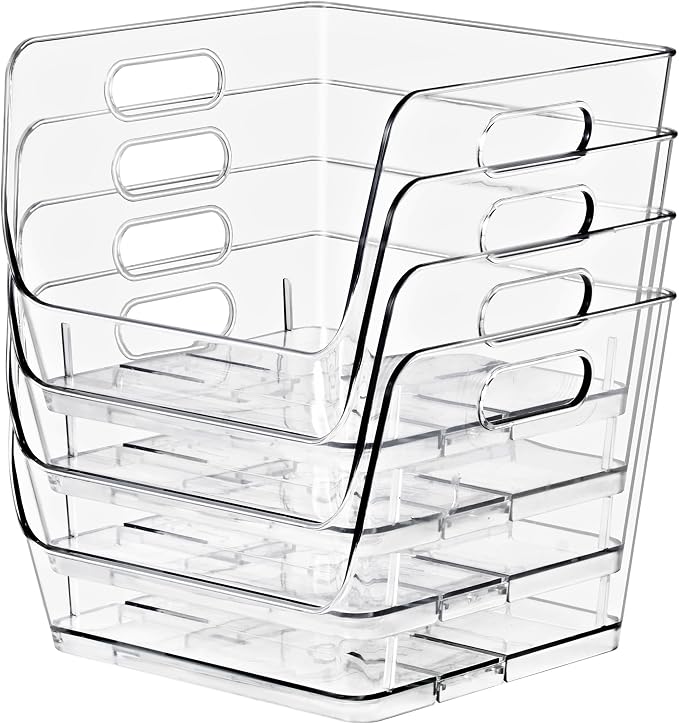 Sorbus Clear Pantry Organizer with Stackable Storage Bins, Open Front - Image 5