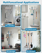 Mop and Broom Holder Wall Mount Garden Tool Rack Organizer - Image 6