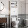 Shintenchi Over the Toilet Storage Cabinet, Bathroom Above the Toilet Rack, Bathroom Adjustable Shelf Organizer with Open Bottom Bar and Anti-Tip Device, White by Shintenchi%7CFurnitureMadeforRealLife