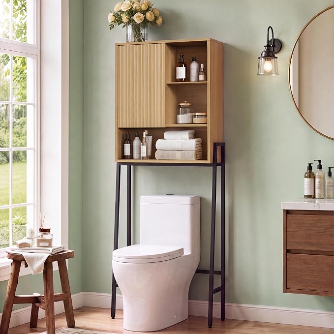 Over The Toilet Storage Cabinet,24" W Bathroom Organizer, Oak by Unknown
