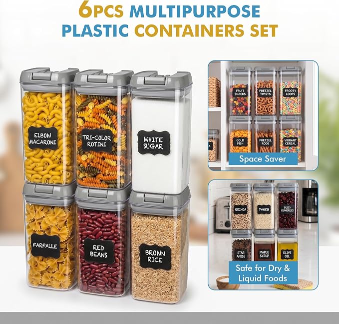 Shazo 6 PC 1.2L Airtight Food Storage Containers with Lids BPA Free Plastic - Image 4