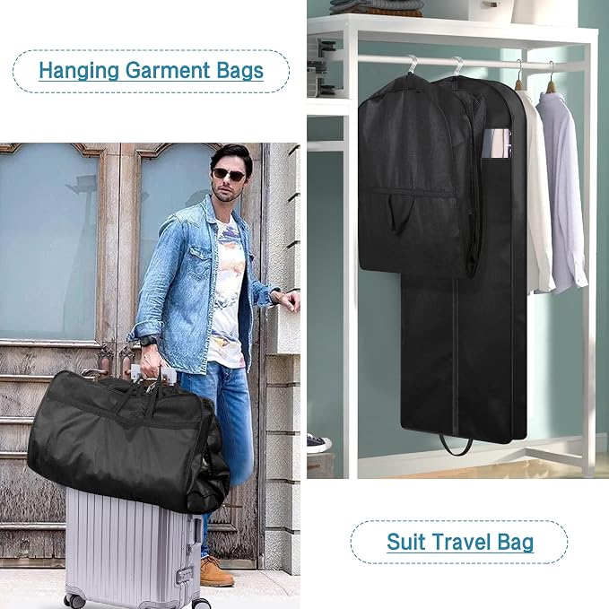 KIMBORA 60" Dress Garment Bags for Hanging Clothes Travel, Gusseted Garment Bags for Closet Storage with Handles for Long Gowns, Coats（3 Packs） - Image 3