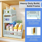 Under Sink Organizer, 3-Tier Thickened Metal Pull out Cabinet Organizer Shelf, Height Adjustable Slide out Storage Drawer Rack for Kitchen Bathroom Pantry Laundry Home, 2-Pack, LightBlue - Image 6