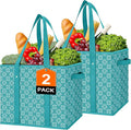 Reusable Grocery Bags 2 Pack, Foldable & Water Resistant Shopping Bags by WiseLife