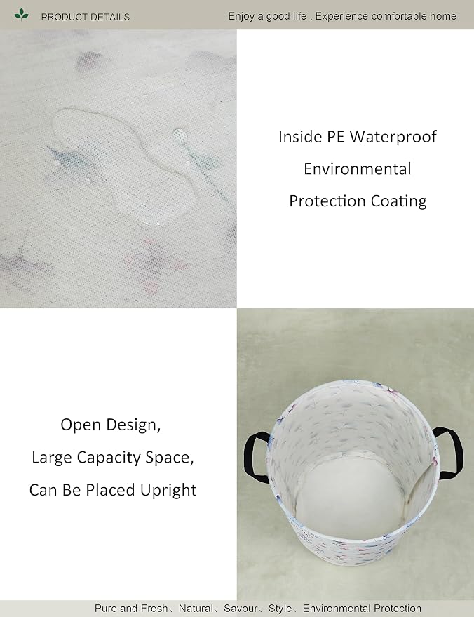 Round Watermark flower Laundry Hamper Waterproof Fabric Home Storage - Image 4