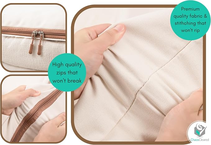 Chaos Cleared Canvas Storage Bags Designer Organizer for Comforters 2 Pack – Seasonal Storage for Pillows, Blankets, Linens & Garments – Foldable Design with Zip & Window, Moth-Proof Space Saver - Image 5